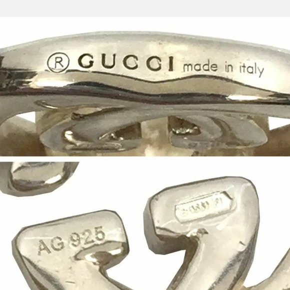 PAIR OF GUCCI DOUBLE G STATEMENT EARRINGS 925 sterling silver - Picture 12 of 14